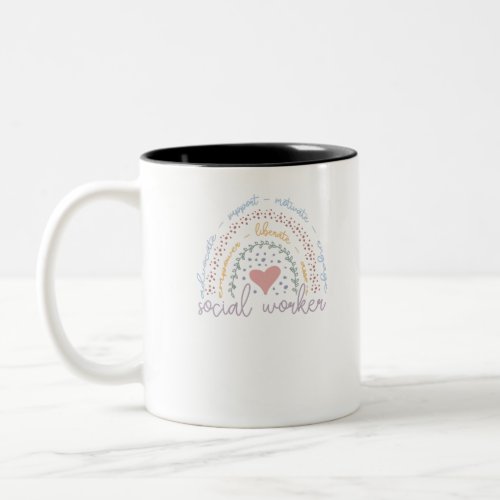 Cute Rainbow Social Worker Two_Tone Coffee Mug
