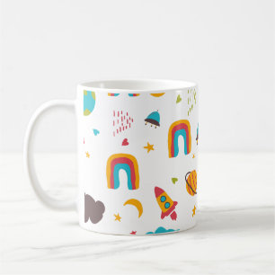 Cute Rainbow Space Rockets Pattern Mug