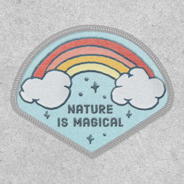 Cute Rainbow Sparkles Nature Is Magical Witchy Patch (Front)
