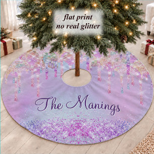 Cute Rainbow Sparkly Drip Unicorn Christmas Brushed Polyester Tree Skirt