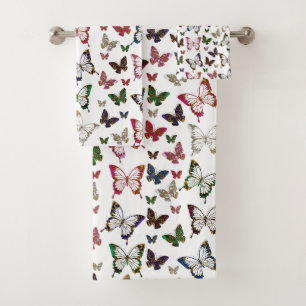 Cute Rainbow spring Butterfly Design Bath Towel Set