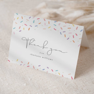Cute Rainbow Sprinkle Baby Shower Letterpress Thank You Card