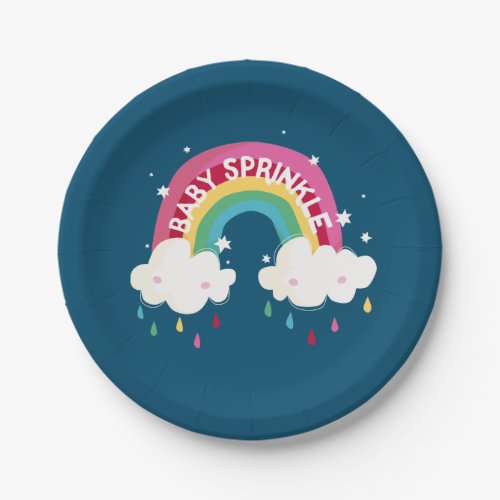 Cute Rainbow Sprinkle Baby Shower Paper Plates