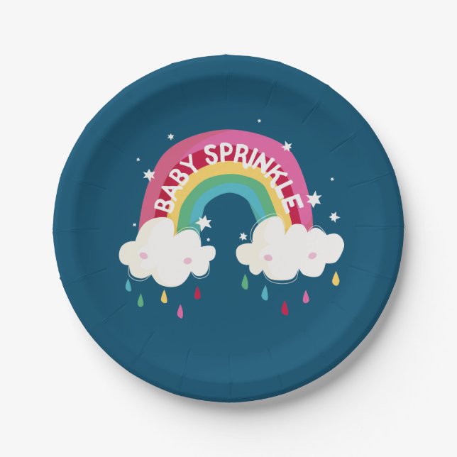 Cute Rainbow Sprinkle Baby Shower Paper Plates (Front)