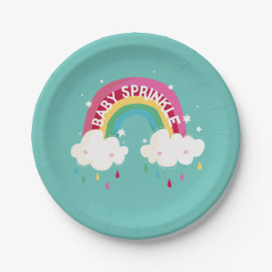 Cute Rainbow Sprinkle Baby Shower Paper Plates