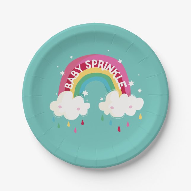 Cute Rainbow Sprinkle Baby Shower Paper Plates (Front)