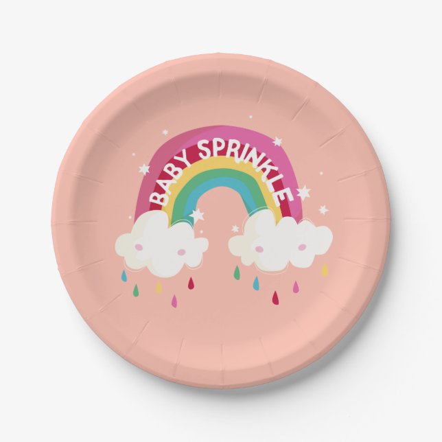 Cute Rainbow Sprinkle Baby Shower Paper Plates (Front)
