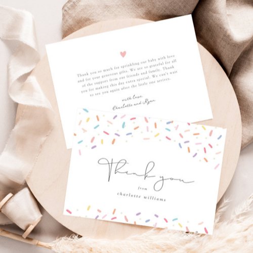 Cute Rainbow Sprinkle Baby Shower Thank You Card