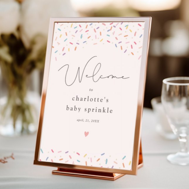 Cute Rainbow Sprinkles Baby Shower Welcome Poster (Cute rainbow sprinkle baby shower welcome sign.)