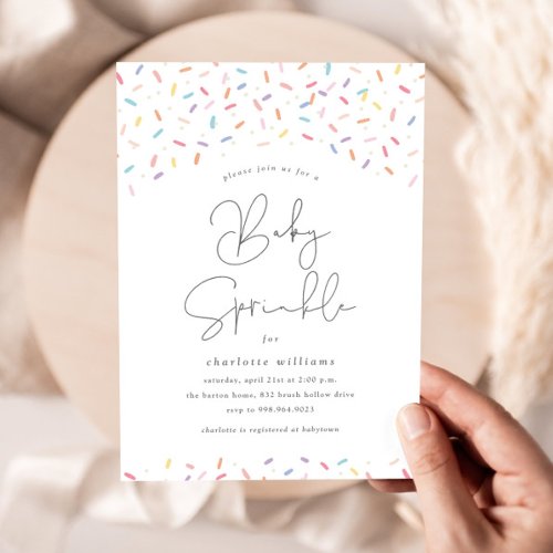 Cute Rainbow Sprinkles Baby Sprinkle Shower Invitation