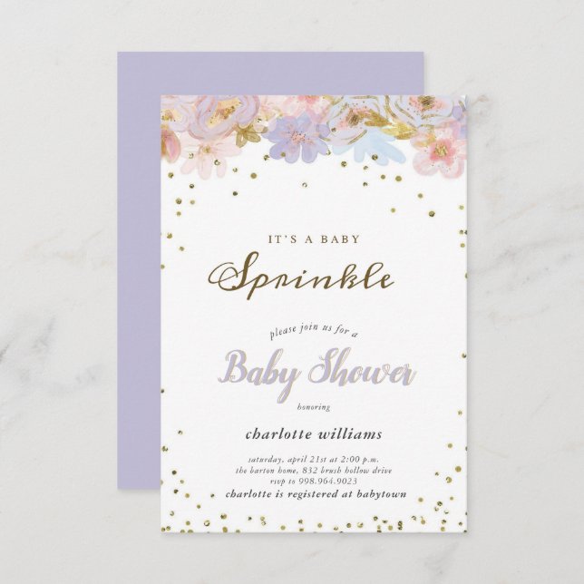 Cute Rainbow Sprinkles Baby Sprinkle Shower Invitation (Front/Back)