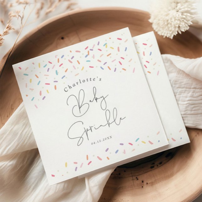 Cute Rainbow Sprinkles Baby Sprinkle Shower Napkins (Cure Rainbow Sprinkle Baby Sprinkle Shower Party Napkins.)