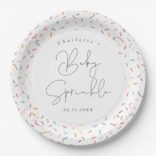Cute Rainbow Sprinkles Baby Sprinkle Shower Paper Plates