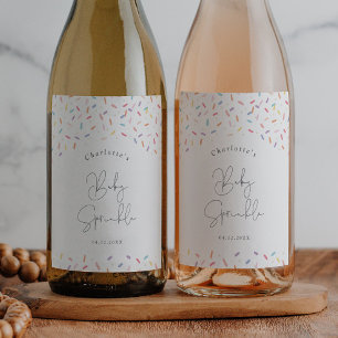 Cute Rainbow Sprinkles Baby Sprinkle Shower Wine Label