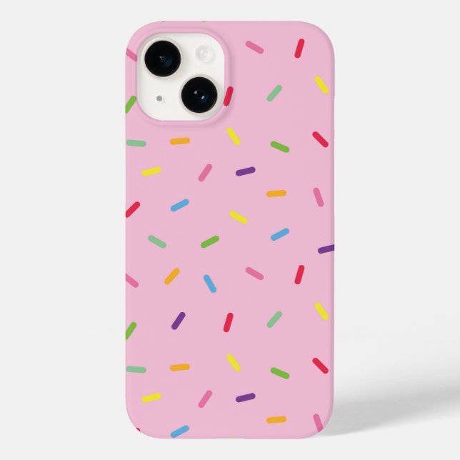 Cute Rainbow Sprinkles on Pink iPhone / iPad case (Back)