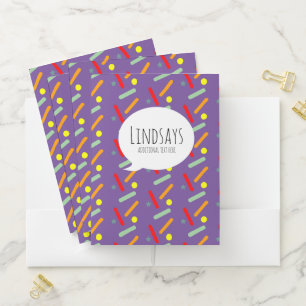 Cute Rainbow Sprinkles Purple Pocket Folder