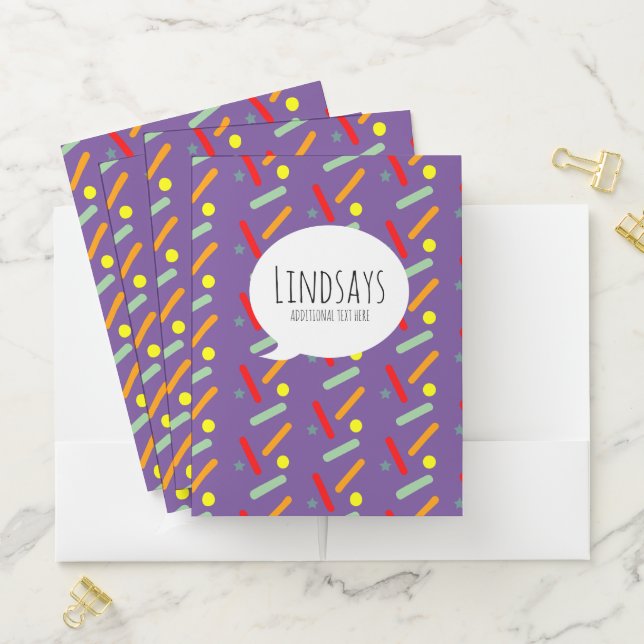 Cute Rainbow Sprinkles Purple Pocket Folder (In Situ)