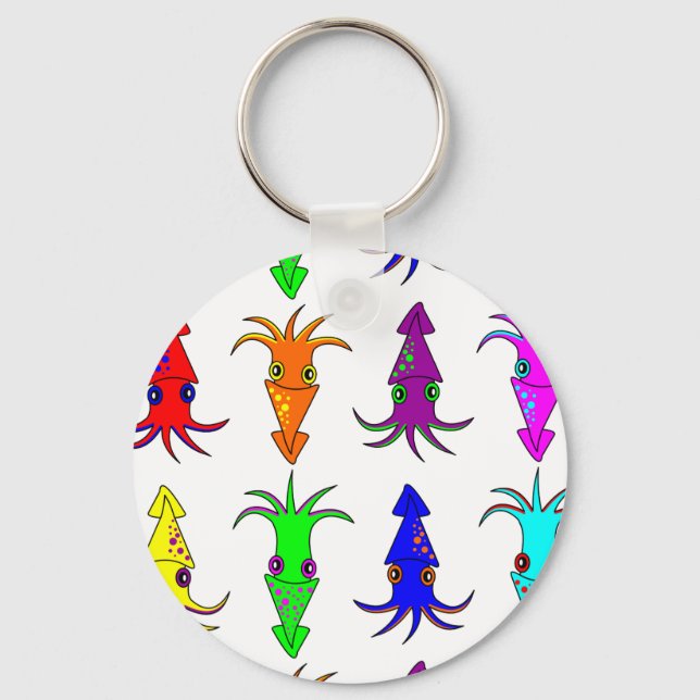 Cute Rainbow Squid Keychain (Front)