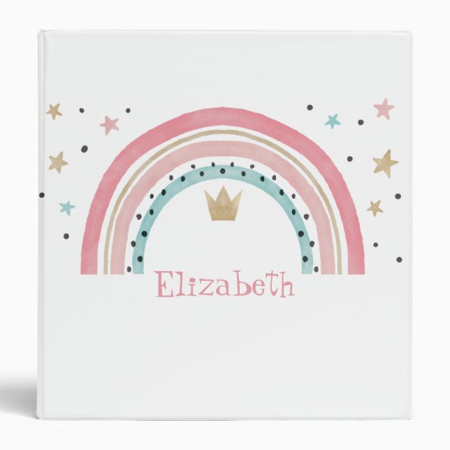 Cute Rainbow Stars  3 Ring Binder (Front)