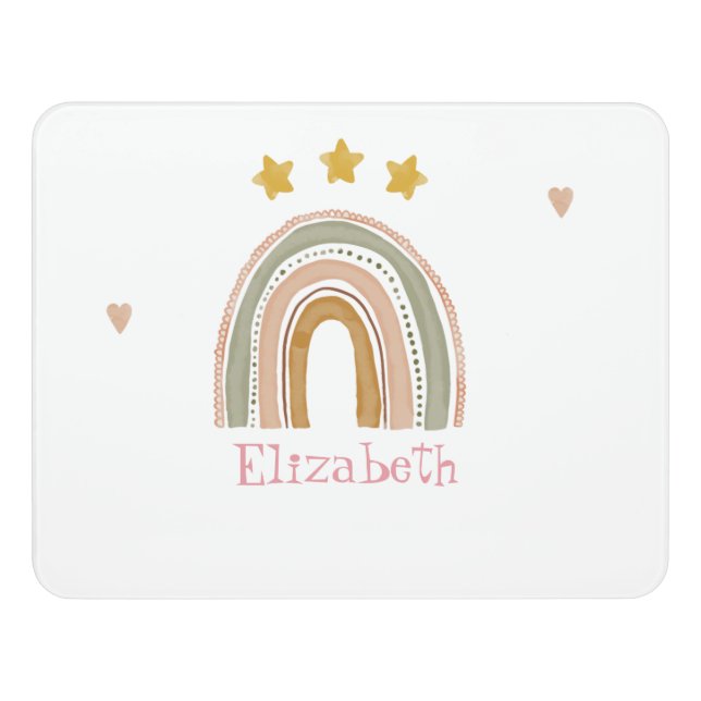 Cute Rainbow Stars Hearts Door Sign (Contemporary Front)