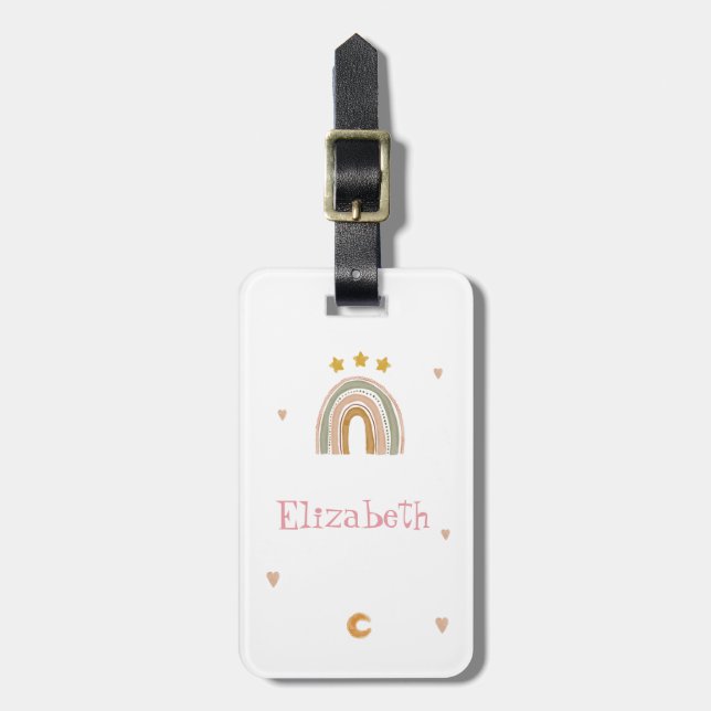 Cute Rainbow Stars Hearts Luggage Tag (Front Vertical)