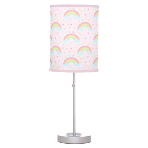 Cute Rainbow stars pink soft pastel colors baby Table Lamp