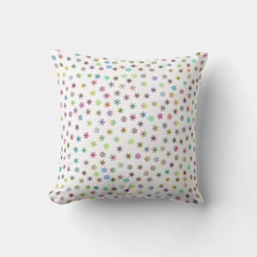 Cute Rainbow Stars  Snowflakes Pattern Throw Pillow