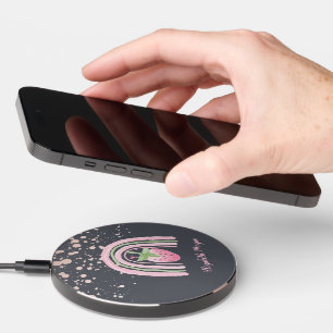 Cute Rainbow Strawberry,Rose Gold Dots Wireless Charger