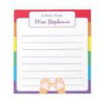 Cute Rainbow Stripe Orange Ginger Cat Paws Teacher Notepad