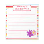 Cute Rainbow Striped With Flower From Teacher Notepad