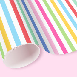 Cute Rainbow Stripes Birthday Colorful Wrapping Paper
