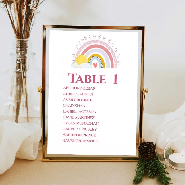 Cute Rainbow sun Babyshower Seating Chart Cards (Creator Uploaded)