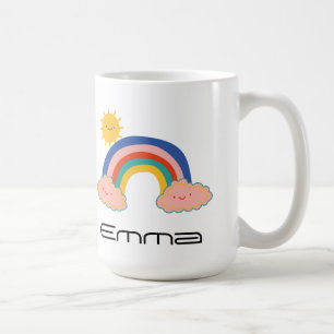 Cute Rainbow sun Kids Back To School DIY name Coffee Mug