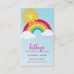 CUTE RAINBOW + SUN LOGO colorful bright bold sky Business Card
