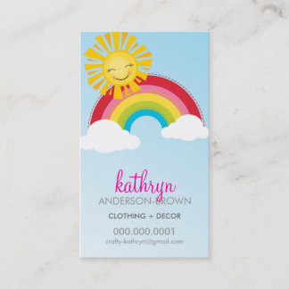 CUTE RAINBOW + SUN LOGO colorful bright bold sky Business Card