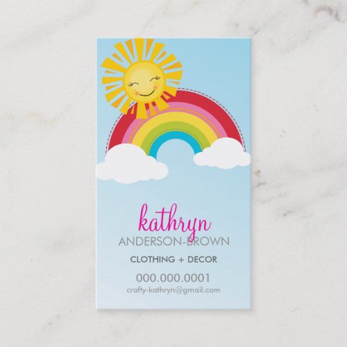 CUTE RAINBOW  SUN LOGO colorful bright bold sky Business Card