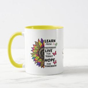 Cute Rainbow Sunflower Inspiring Quotes Name Mug