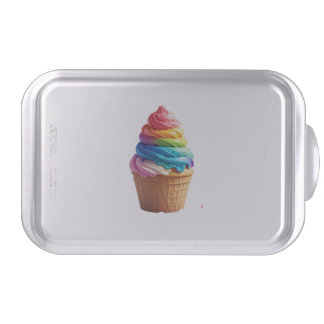 Cute Rainbow Swirl Ice Cream Waffle Cup Cake Pan