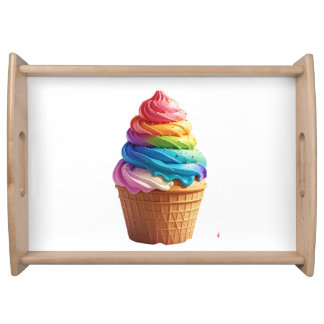 Cute Rainbow Swirl Ice Cream Waffle Cup Serving Tray
