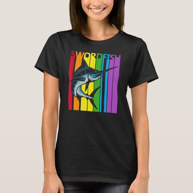 Cute Rainbow Swordfish fish T-Shirt (Front)