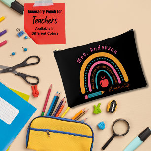 Cute Rainbow Teacher Appreciation Gifts Black Accessory Pouch