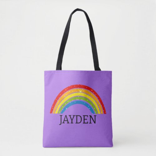 Cute Rainbow Themed Personalized  Tote Bag