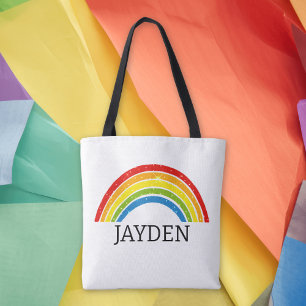 Cute Rainbow Themed Personalized Tote Bag