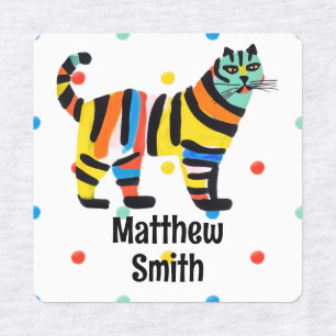 Cute Rainbow Tiger Colorful School Name Clothing Labels