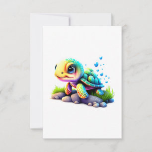 Cute Rainbow Turtle  Thank You Card
