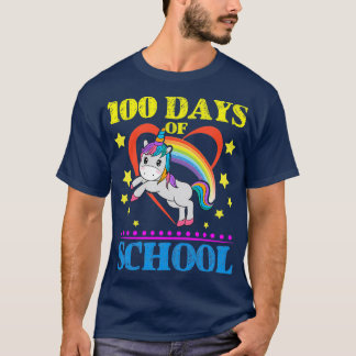 Cute Rainbow Unicorn 00 days of School T-Shirt