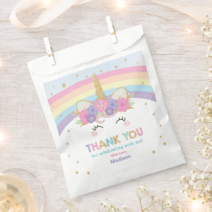 Cute Rainbow Unicorn 1st 2nd Birthday Party Budget Favor Bag