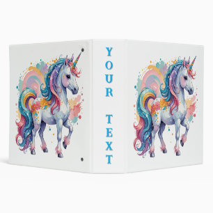 Cute Rainbow Unicorn 3 Ring Binder