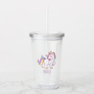 Cute Rainbow Unicorn Acrylic Tumbler