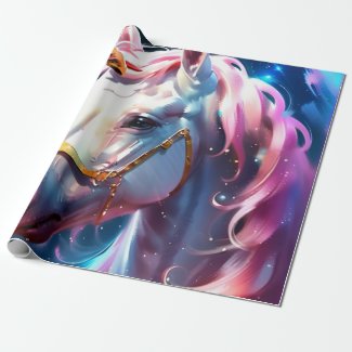 Cute Rainbow Unicorn Birthday Gift Wrap Paper